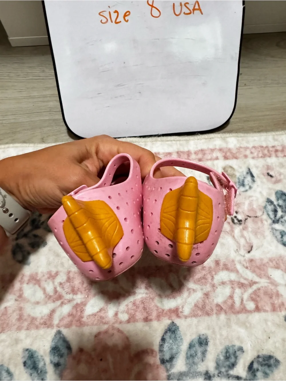 Mini Melissa Pink Jelly Mary Jane Sandals with Yellow Heel Accents